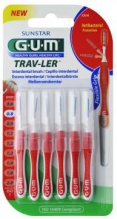 GUM® Trav-Ler® hambavaheharjad, silinder, 6tk komplektis 0,8mm punane