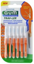 GUM® Trav-Ler® hambavaheharjad, silinder, 6tk komplektis 0,9 mm Oranz