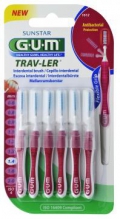 GUM® Trav-Ler® hambavaheharjad, silinder, 6tk komplektis 1,4mm Tume Punane